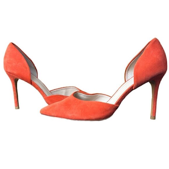 Marc Fisher LTD ML Tammy d'Orsay Tangerine Suede Pumps - EUC - Picture 1 of 6